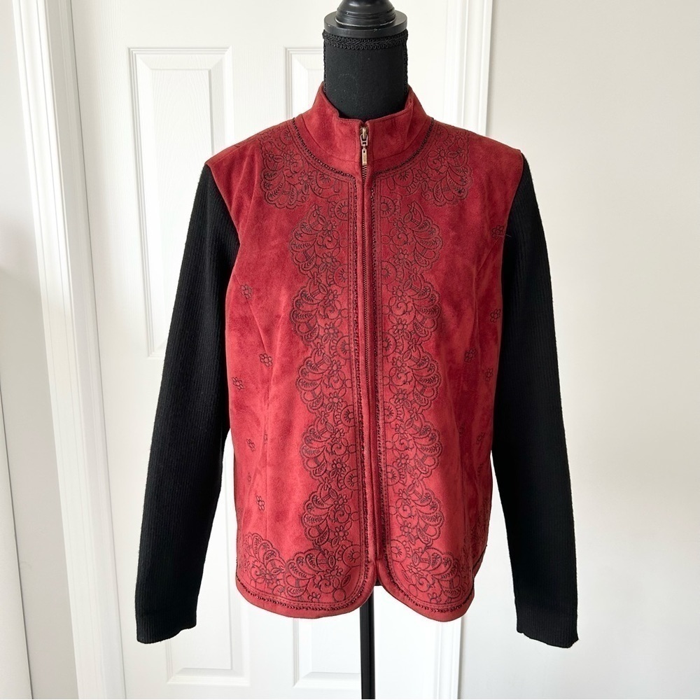 Vintage Coldwater Creek Faux Suede Embroidered Beaded Jacket